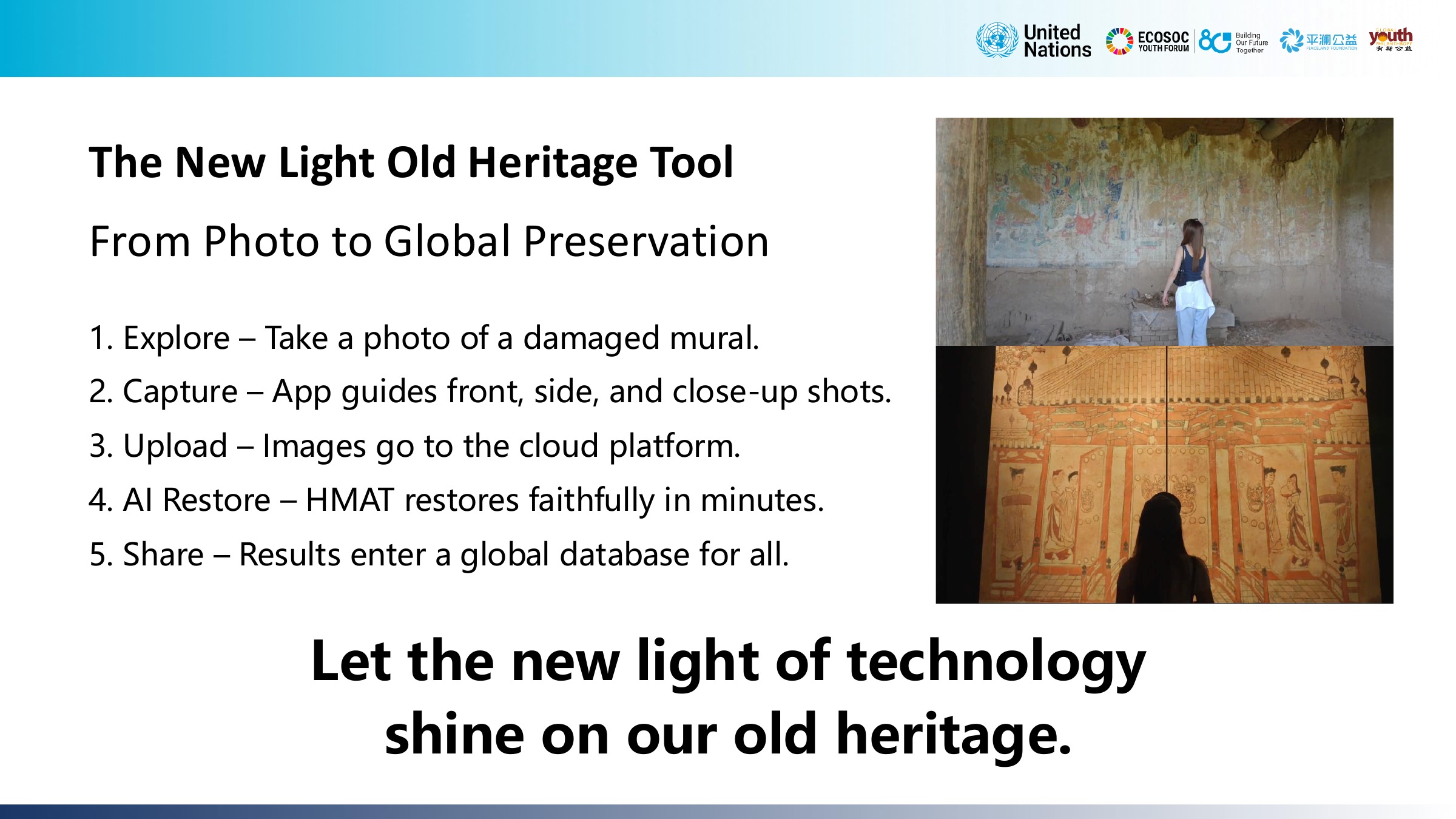 Slide showing the New Light Old Heritage workflow